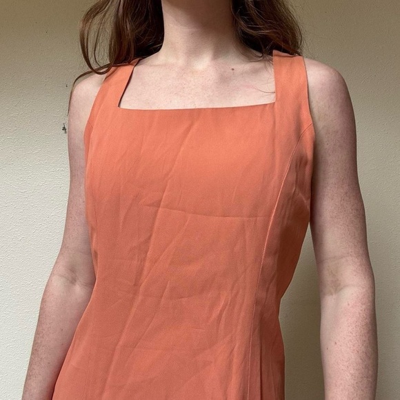Vintage peach shift dress with square neckline - Picture 5 of 8